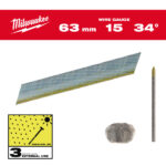 MILWAUKEE Finiselő szegek, D-fejű, inox 15G 34° SC3 - 1,8 x 63 mm (2200 db)
