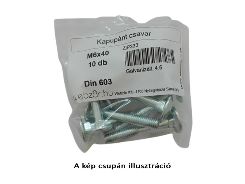 Kapupánt csavar DIN 603, 4.8 galvanikusan horganyzott, M8x30 (10 db) - Image 1