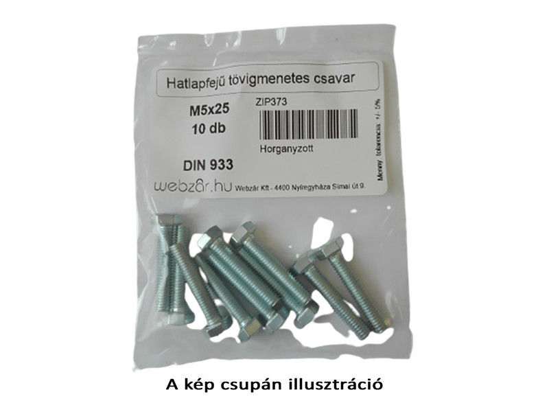 Hatlapfejű tövigmenetes csavar DIN 933 horganyzott M10x40 (10 db) - Image 1